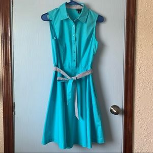 Willi Smith A-line,Belted,Collared,Sleevless Dress